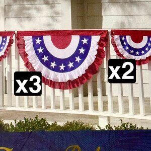 5pc Tommy Bahama American Flag Bunting 3 Large 2 Small SET July 4th Deck Mantel